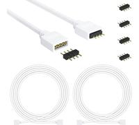 REDTRON Câble de rallonge de ruban de LED, 2 packs de 2M de câble de rallonge de LED RVB à 4 broches avec 4 packs de connecteurs mâles à 4 broches 10mm pour ruban LED 5050 3528 2835