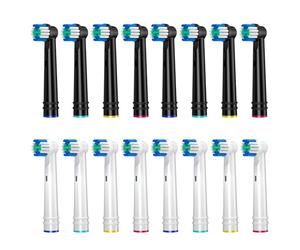 REDTRON Tête de brosse pour oral B, 16 paquets de têtes de brosse à dents électrique pour oral B Braun, EB17-P Precision Clean Brush Heads Fit for Pro, Vitality Smart Genius Series, Blanc et Noir