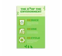 Reduce Reuse Recycle The Three Rs Educational Poster Canvas Wall-Art For Eco Friendly Home Office Decoration(Framed,16x24inch(40x60cm))