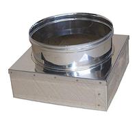 Réducteur de base carré à base ronde en acier inoxydable pour conduit de cheminée (diamètre 300 section 350 x 350 cm).