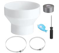 Réducteur de Conduits en ABS 150mm à 100mm, Adaptateur de Tuyau de Ventilation avec 2 Colliers en Acier Inoxydable, Réduction de Ventilation pour Climatiseur Mobile ou Extracteur d’Air