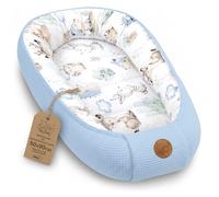 Totsy Baby Réducteur de Lit Bébé 50x90cm Cocon en Gaufre de Coton Polyvalent pour Couffin Nid d'ange et Naissance idéal pour garçons et Filles Animaux Bleus