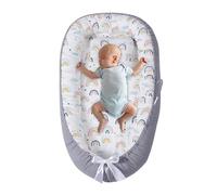 Réducteur de Lit Bébé 85x50cm en Coton, Nid Bébé Portable, avec Bords de Protection, pour Nouveau-né, Couffin de Voyage Portable, Insert Amovible Lavable (A)