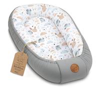 Réducteur de Lit Bébé 90x50cm en Coton, Cocon polyvalent pour Nid d'Ange Couffin et Naissance pratique et léger idéal pour le transport parfait pour filles et garçons Hiboux Gris Clair