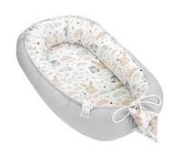 Réducteur de Lit Bébé 90x50cm en Coton, Cocon polyvalent pour Nid d'Ange Couffin et Naissance pratique et léger idéal pour le transport parfait pour filles et garçons Hiboux Gris Clair