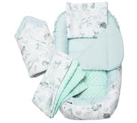 Réducteur de Lit Bébé Medi Partners 100% Coton Nouveau-né Nid de Bébés Insert Amovible 100x60x15 cm Océan à la Menthe Minky