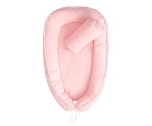 Reducteur de lit Bebe, pour lit Bebe Cocoon, Cocon de Bébé, Oreiller Couverture Insert Amovible, Portable,Respirant Baby Nest CuteCraft Bamboo (Cloud pink)