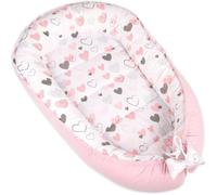 Réducteur de Lit PIMKO 2 côtés bébé VELVET Cocon Baby Nest nourrissons coussin pour lit pour nouveau-né Nid de bébé - coeurs roses