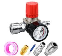 Réducteur de pression 1/4" Preciva - Régulateur de pression - Valve de régulation de pression - Valve de commande - Avec manomètre 175 PSI - Pour compresseur d'air, compresseur d'air - 3 trous