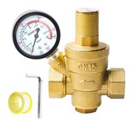 Réducteur de pression d'eau 1/2" DN15 avec manomètre, réducteur de pression d'eau en laiton, régulateur de pression d'eau réglable, réducteur de pression 1,6 MPa et outil de réglage pour soupape de