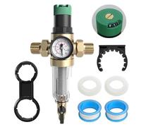 Réducteur de pression d'eau 3/4", régulateur de pression d'eau avec manomètre et filtre à tamis, réducteur de pression d'eau en laiton avec raccords, sûr et durable, pour réguler la pression de l'eau