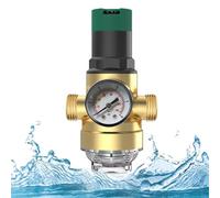 Réducteur de pression d'eau avec manomètre et filtre à tamis, régulateur de pression pour eau potable, régulateur de pression en laiton, soupape de surpression, régulateur de pression d'eau réglable,
