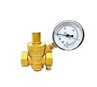 Réducteur de pression d'eau, Régulateur de pression d'eau en laiton avec manomètre réglable, plusieurs tailles(Valve With Gauge,1-1/2")