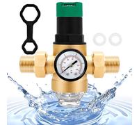Réducteur de Pression eau 3/4 Pouce, DN20 Régulateur de Pression Eau Réglable, avec Manometre et Filtre à Mailles, Limiteur de Pression Eau en Laiton, pour Robinet D'Irrigation Jardin Chauffage au Gaz