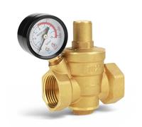 Réducteur de Pression Eau, Contrôle Précis Vanne Régulation Laiton DN25 Manomètre Intégré for Installation Domestique Salle de Bain Robinetterie Maison Rénovation Bâtiment