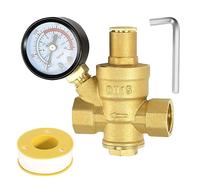 Reducteur de Pression eau DN15 1/2 Pouce Avec Manometre Pression eau, Fabriqué 100% en Laiton de Haute Dureté, Réducteur de Pression d'eau Limiteur de Pression Arrosage Regulateur de Pression d eau