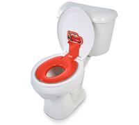 Bright Starts Disney Baby Cars Flash McQueen Pot à rabat et assis, se fixe aux toilettes en toute sécurité, design peu encombrant, s'adapte à la plupart des toilettes, facile à nettoyer