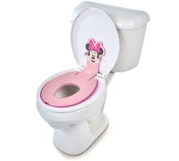 Bright Starts Disney Baby Minnie Mouse Pot à rabat et assise pour s'asseoir et se fixer aux toilettes en toute sécurité, design peu encombrant compatible avec la plupart des toilettes