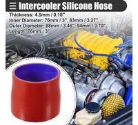 Réducteur De Tuyau Universel Pour Intercooler, Raccord Droit, Diamètre Intérieur De 3" à 3,27", Longueur De 3", En Silicone, Rouge