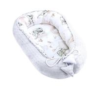 Réducteur Lit Bébé 90x50 Cm - Matelas Cocoon Cale Bebe Pour Lit Baby Nest Coton Avec Minky Éléphant Gris Clair Multicolore