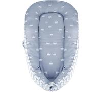 Réducteur Lit Bébé,Cale Bebe Pour Lit Cocon Bebe Matelas,100% Coton,Avec Oreiller,Portable,Respirant Baby Nest(Gris Couronne)