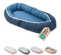 Réducteur lit bébé ULLENBOOM Bleu - 95x55 cm - Nid d’ange bébé Öko-Tex et fabriqué dans l'UE - motif baleines bleues - en coton douillet, convient comme lit de voyage ou cale bébé