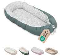 Réducteur lit bébé ULLENBOOM Vert floral - 95x55 cm - Nid d’ange bébé Öko-Tex et fabriqué dans l'UE - motif baleines bleues - en coton douillet, convient comme lit de voyage ou cale bébé