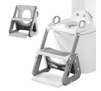 Reducteur Toilette Enfant, 2 en 1 Rehausseur Toilette Enfant avec Marche Réducteurs de Toilettes avec Structures Triangulaires, Propreté Apprentissage Adaptateur Abattant WC Pédale Allongée et Coussin