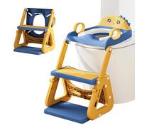 Reducteur Toilette Enfant, 2 en 1 Rehausseur Toilette Enfant avec Marche Réducteurs de Toilettes avec Structures Triangulaires, Propreté Apprentissage Adaptateur Abattant WC Pédale Allongée et Coussin