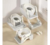 Reducteur Toilette Enfant,3 en 1 Rehausseur Toilette Enfant avec Marche Réducteurs de Toilettes Propreté Apprentissage Adaptateur Abattant WC Siège WC à Hauteur Réglable, Antidérapant,Pot Amovible