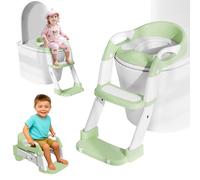 Reducteur Toilette Enfant, 3 en 1 Rehausseur Toilette Enfant avec Marche Réducteurs de Toilettes Propreté Apprentissage Adaptateur Abattant WC Siège WC à Hauteur Réglable, Antidérapant, Pot Amovible