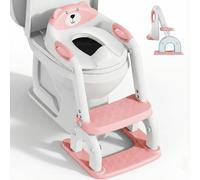 Reducteur Toilette Enfant，Améliorées Adaptateur Toilette pour Enfants Garçons et Filles，2 en 1 Rehausseur Toilette Enfant，Réglable en Hauteur et Portable，Tabouret d'escalier (rose)