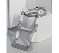 Reducteur Toilette Enfant, Réducteur WC avec Marches, Rehausseur Toilette Enfant avec PU-Coussin, Hauteur Réglable et Pliable, Antidérapante Adaptateur Toilette Enfant