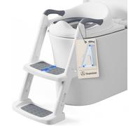Reducteur Toilette Enfant Rehausseur Toilette Enfant Avec Marche, Réducteur Toilette Enfant Avec Pu Coussin Moelleux, Adaptateur Toilette Enfant, Siege Toilette Enfant De 1 À 7 Ans (Gris)