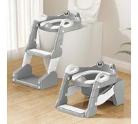 Réducteur Toilette Enfant, Rehausseur Toilette Enfant, Siège De Toilette Enfant Réglable En Hauteur Pliable, Pédale Allongée Et Coussin En PVC Imperméable, Antidérapant Et Pliable, Gris