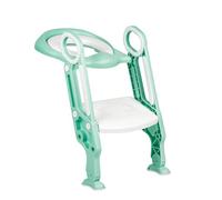 Reducteur Toilette Enfant, Siège de Toilette pour Enfants avec Échelle, 2 en 1 Rehausseur Toilette Enfant, Réglable 16,5-22,5 cm, Pliable, Capacité 75 kg, 1-7 Ans (Blanc Vert)