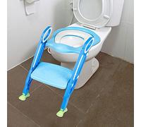 Reducteur Toilette Enfant, Siège de Toilette pour Enfants Garçons et Filles, Coussin Non-éclaboussures et Antidérapant, Tabouret d'escalier,Bleu clair et bleu