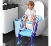 Reducteur Toilette Enfant, Siège de Toilette pour Enfants Garçons et Filles, Coussin Non-éclaboussures et Antidérapant, Tabouret d'escalier,Bleu violet