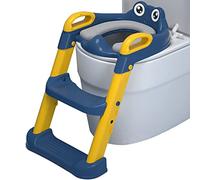Reducteur WC avec Escalier Ajustable Siège Toilette avec Escalier pour Filles Et Garçons, Pliant Reducteur Toilette avec Escalier avec Dossier Grenouille, Porteur 50kg