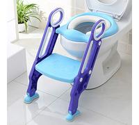 Réducteurs Wc Enfant avec Marche, Siège de Toilette pour Enfants, Toilette Pot WC Bebe Enfant, Toillet Escalier Pliable, Escalier de Toilettes pour Enfants Réglable en Hauteur (Bleu-violet)