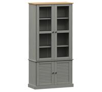 Réduction - Bibliothèque en bois，Meuble Étagère - Grand espace - Vitrine en verre VIGO gris 85x35x170 cm - Bois massif de pin