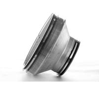 Réduction de la section en tôle d'acier galvanisé avec joint d'étanchéité. Raccord de tuyau ventilation et aspiration. (tuyau de départ Ø 160, tuyau d'arrivée Ø 100)