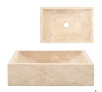 Réduction - Évier de Salle de Bain - Lavabo 45x30x12 cm marbre crème brillant - Bac à Laver @FR758356