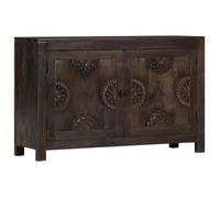 Réduction FR - Buffet Bas enfilade - Commode salon avec dessin sculpté 110x35x70 cm - Aspect Bois de manguier massif -944958