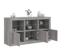 Réduction FR - Buffet Bas enfilade - Commode salon avec lumières LED, sonoma gris 123x37x67 cm -367258