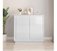 Réduction FR - Buffet Bas enfilade - Commode salon blanc brillant 80x34x75 cm - Aspect Bois d'ingénierie -940743