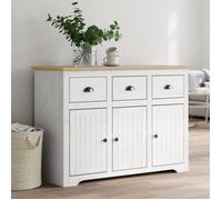 Réduction FR - Buffet Bas enfilade - Commode salon BODO blanc et marron 115,5x44x80 cm - Aspect Bois massif de pin -244540