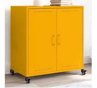 Réduction FR - Buffet Bas enfilade - Commode salon jaune moutarde 68x39x72 cm - en acier -730523