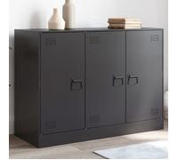 Réduction FR - Buffet Bas enfilade - Commode salon noir 99x39x73 cm - en acier -470244