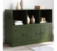 Réduction FR - Buffet Bas enfilade - Commode salon vert olive 99x39x73 cm - en acier -667235